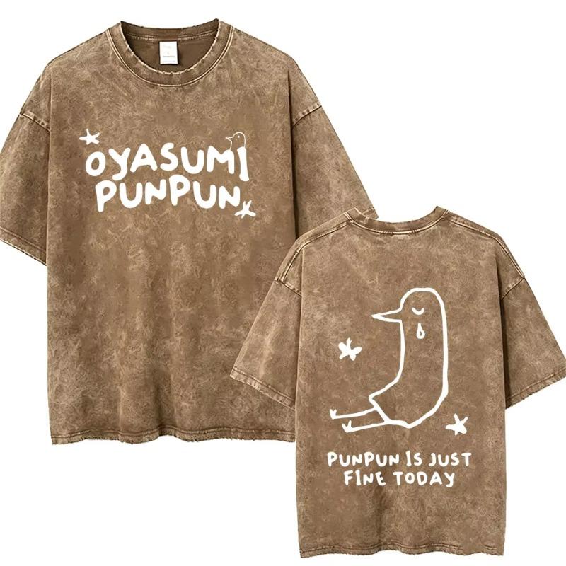 Washed Vintage Anime Oyasumi Goodnight Punpun Onodera T-shirt Aiko Tanaka Graphic T Shirts Men Women Manga Oversized T-shirts