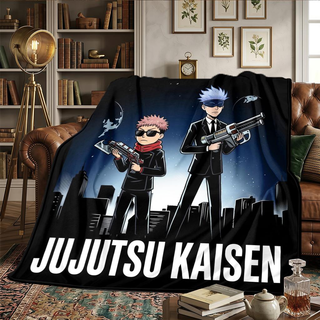 Jujutsu Kaisen Printed Warm Flannel Blanket Comfortable, Ideal for Bedrooms, Sofas, Beds, Chairs, Picnics, Travel -HE33
