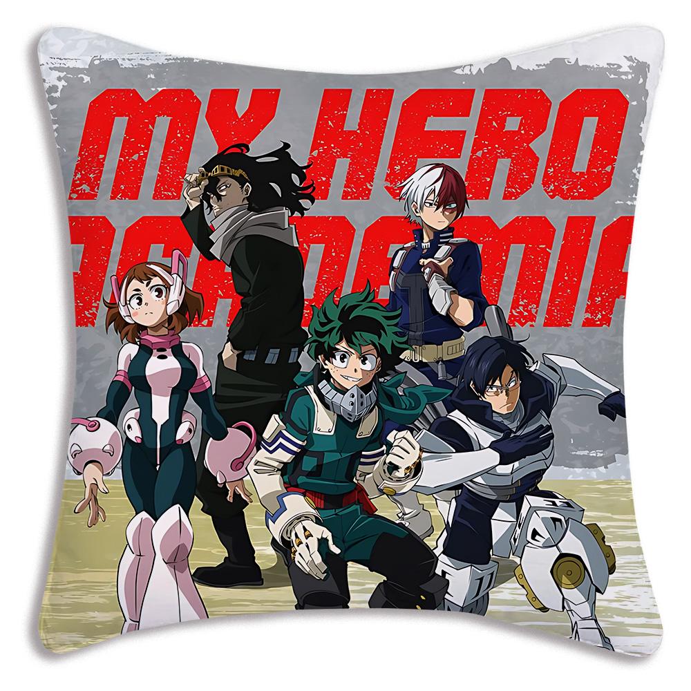 Anime My h-Hero Academias Pillow Covers Cartoon Sofa Decorative Home Double-sided Printing Short Plush Cute Cushion Cover
