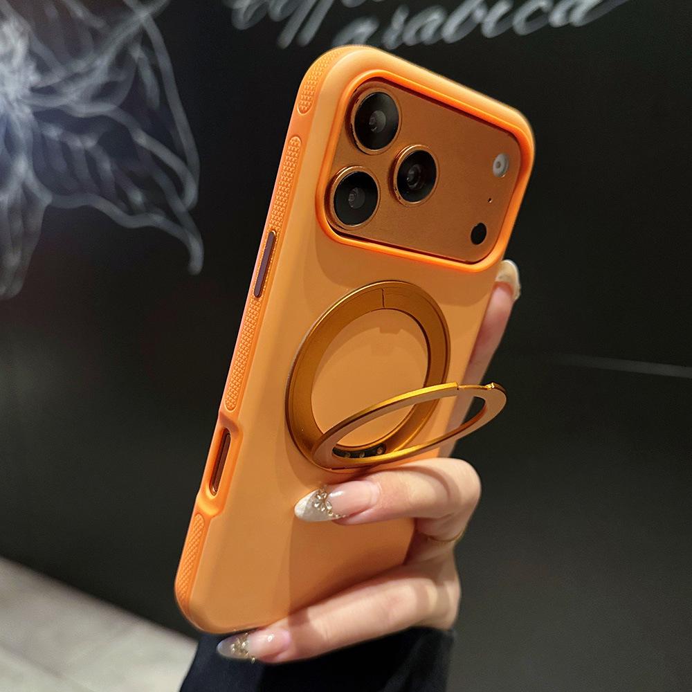 Compatible Magnetic Rotating Bracket iPhone 17 Pro Max Anti-Slip Case with 360-Degree Skin-Feel Apple 16 Protection