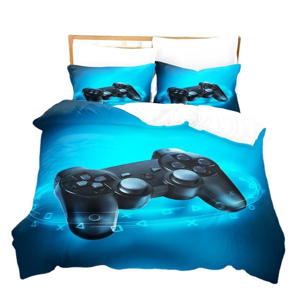 Cartoon Animation Digital Printing Keyboard Gamepad Bedding Three-Piece Microfiber Polyester Cotton Duvet