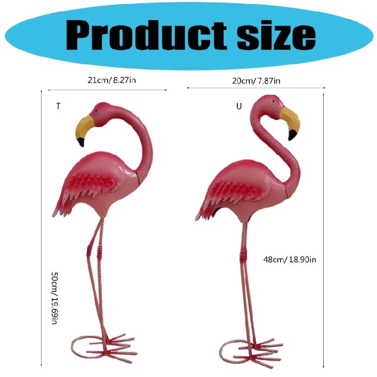 Weather Resistant Iron Flamingo Garden Sculpture Easy Relocate Design Suitable For Backyard Landscape Pool Area Styling