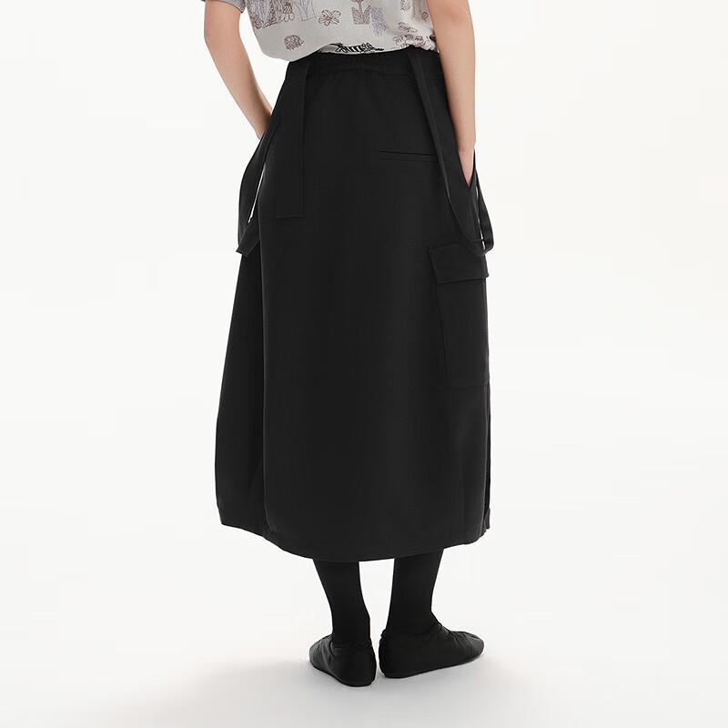 broadcast Black Detachable Mid-Length Suspender Dress