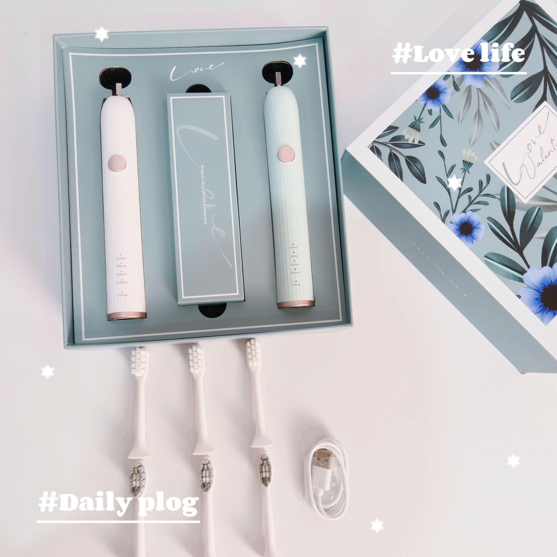 New Wedding Gift, Electric Toothbrush Couple Set, A Pair of Soft-haired Waterresistant Adult Household Charging Gift Case Gifts