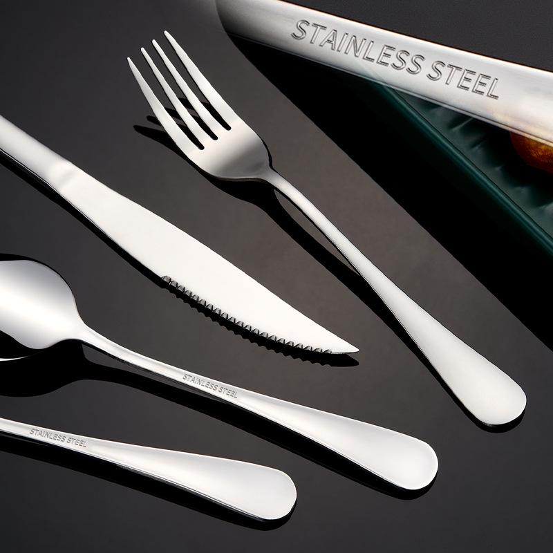 1010 Stainless Steel Cutlery Set: Long-Handle Fork, Soup & Dessert Spoon