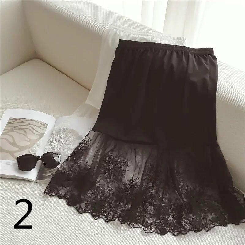 Moda donna sottoveste in pizzo gonna gonna estensibile lunghezza al ginocchio sottogonna mezza floreale a-line