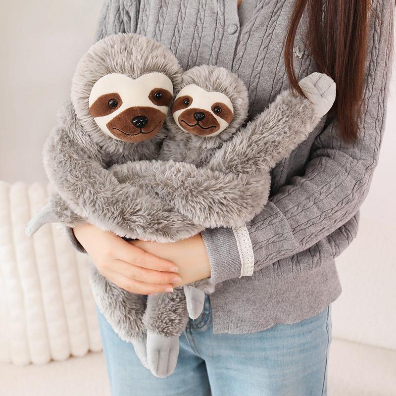 Simulation Lifelike Sloth Plush Toy Soft Stuffed Animal Cute Fluffly Sloth Doll Lie Prone Funny Long Arm Doll for Girl Gifts