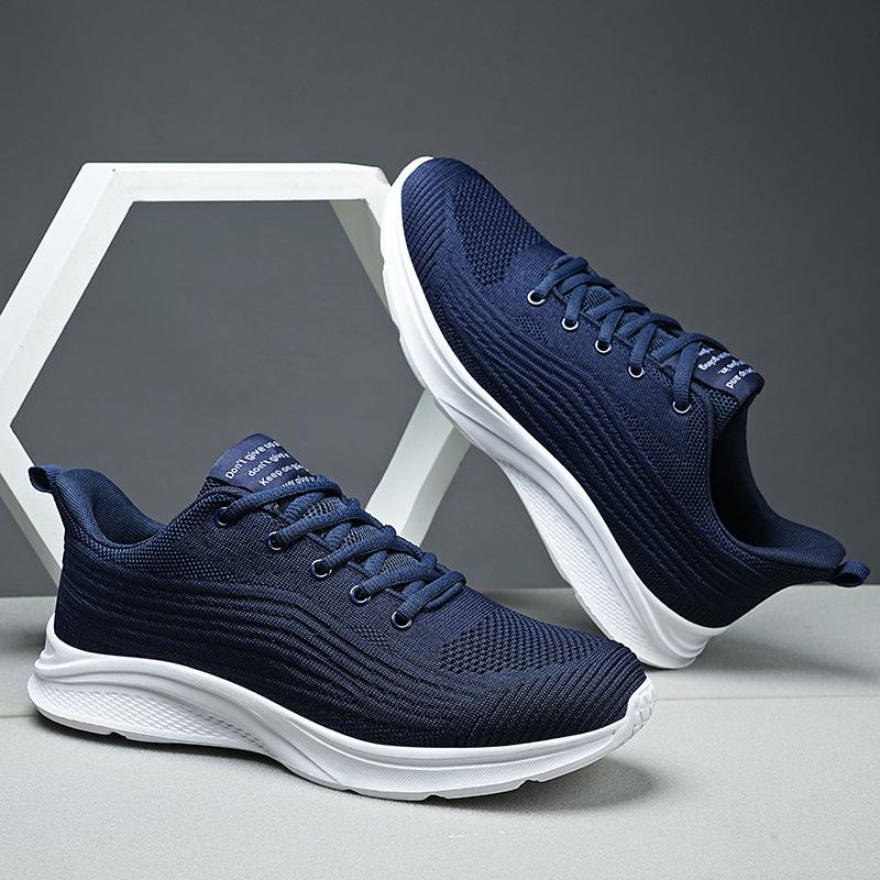 Men's Shoes Outdoor Fly-woven Running Shoes Sports Shoes Spring and Summer Mesh Cloth Surface Large Size Walking Shoes Lightweight Breathable Casual