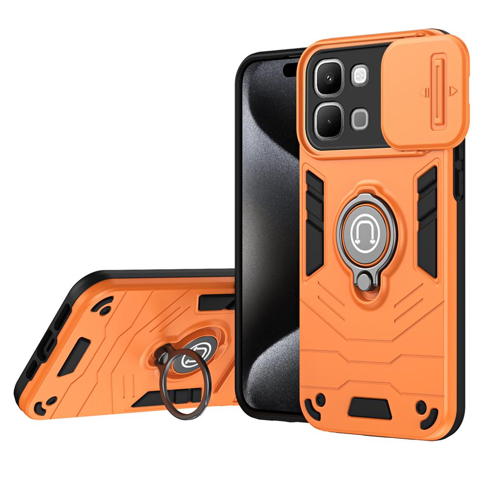 KEYSION Shockproof Armor Ring Stand Case for Infinix Note Edge 5G Slide Camera Lens Protection Phone Cover for Infinix Note Edge 5G