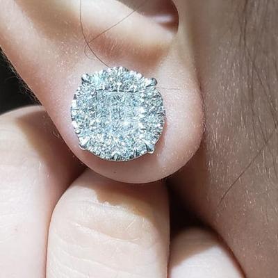 14mm Round Shaped Cubic Zirconia Stud Earrings Luxury Wedding Party Ear Piercing Accessories for Women Fashion Jewelry