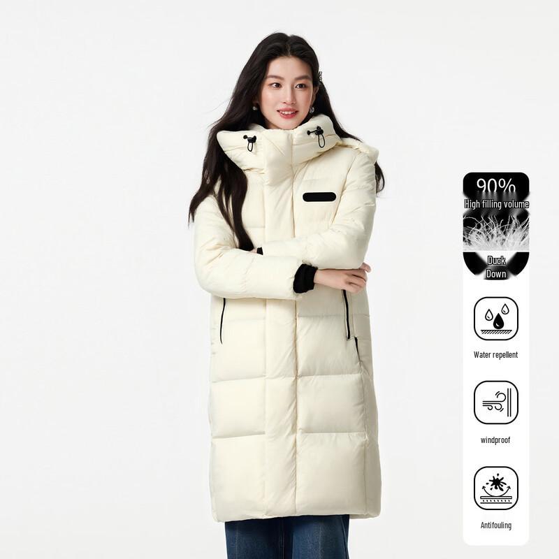 FivePlus Women s Winter Hooded Long Down Jacket L