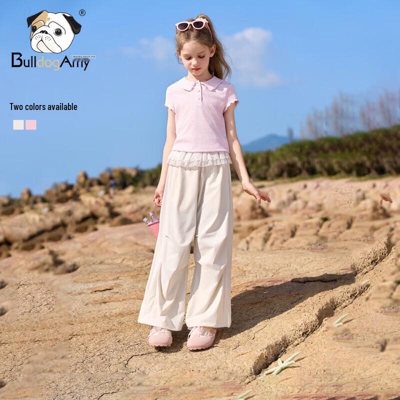 CHANZUIGOU Girls  Contrast Star Button Babydoll Knit Short-Sleeve Top 150 cm