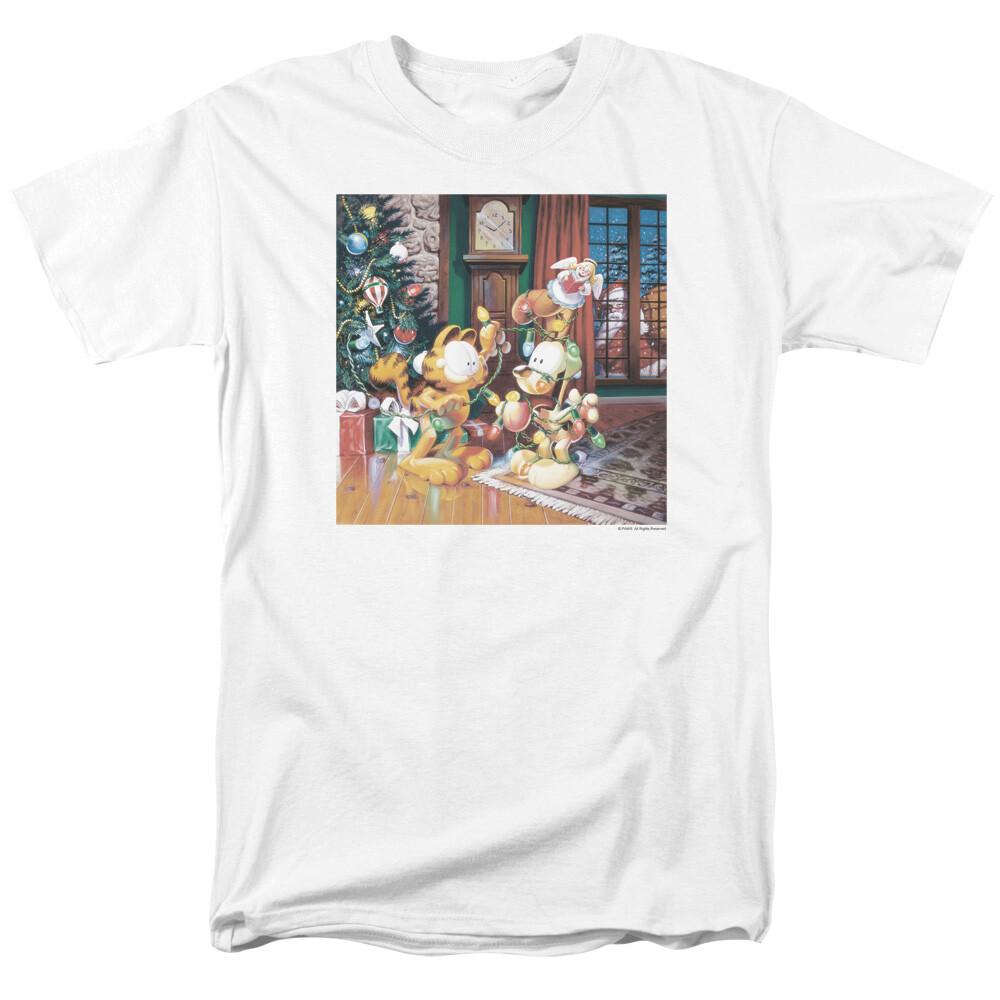 26 Garfield Odie Christmas Tree T Shirt Licensed Comic Book Cartoon Tee White Unisex T-Shirt M