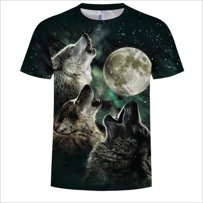 Wolf 3D Digitaldruck T-Shirts Mode Rundhals Tops Herren Kurzarm T-Shirt