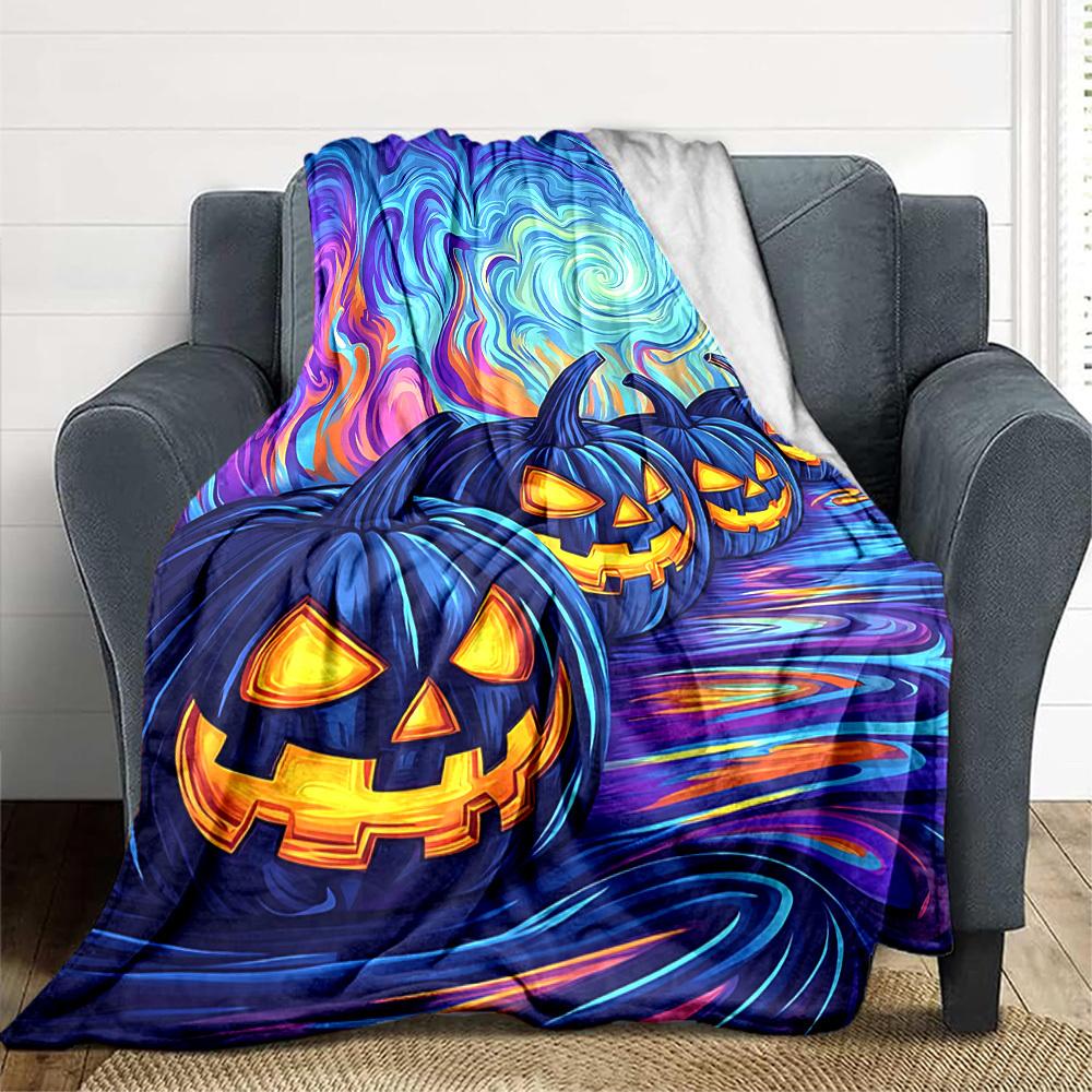 1 Stück Halloween Kürbisse Decke Leichte Flanelldecke Überwurfdecke für Sofa, Bett, Reisen, Camping, Wohnzimmer, Büro yy251015170