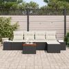 VidaXL Ensemble canapé de jardin 6 pièces avec coussins Noir Poly Rattan Acacia 3347943