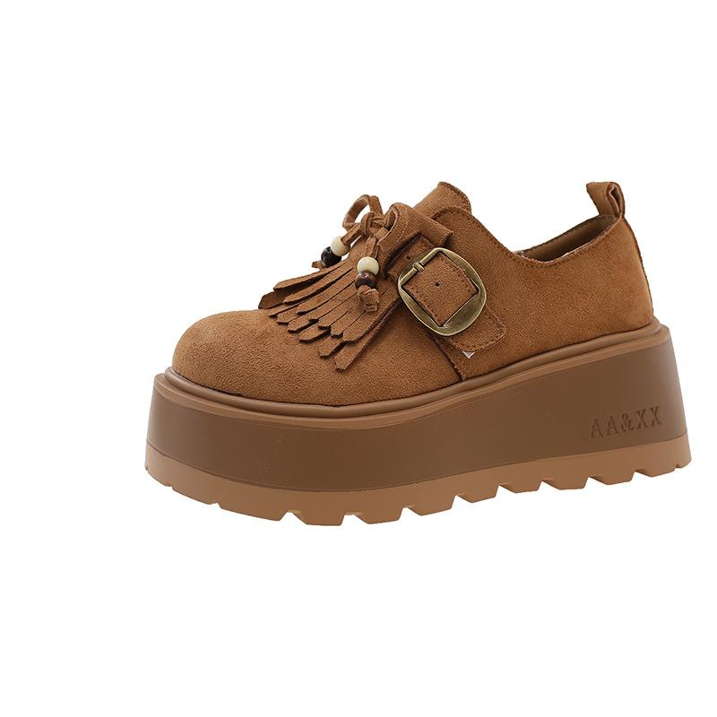 Birken Single Shoes Women's 2025 Early Autumn New Versatile Soft Sole Birken Round Head Fringed One Pedal Lazy Doudou Single Shoes