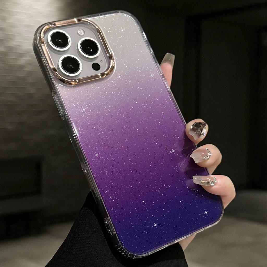 For iPhone 16 Pro Case IMD Gradient Glitter PC+TPU Protective Phone Cover