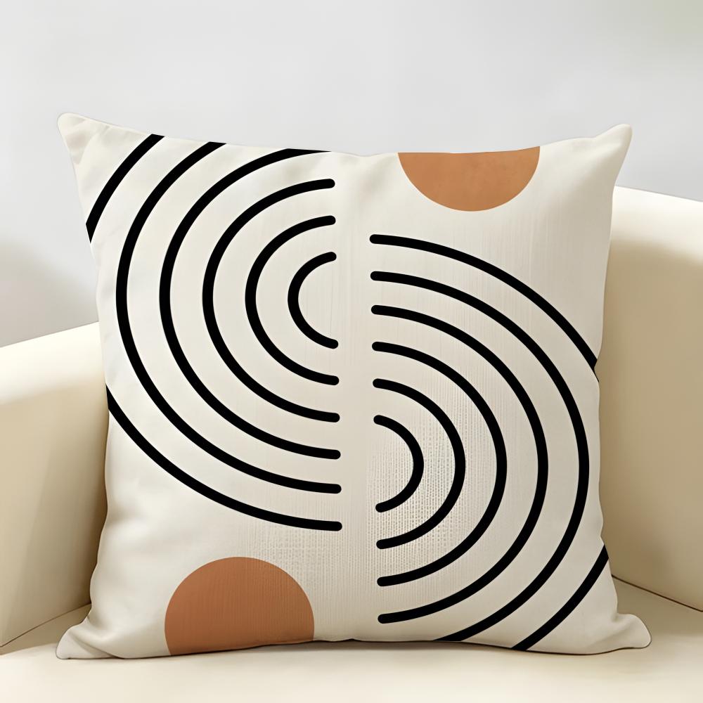Nordic Abstract Art Cushion Cover Natural Linen Organic Fabric Double-Sided Printing Breathable Perfect For Home Decor