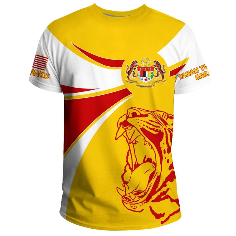 

Malaysia Flag Pattern Mens Clothes Tshirt Daily Casual Oversized Malaysian National Emblem 3D Printing Tee Shirts Male Tops 4XL XXS