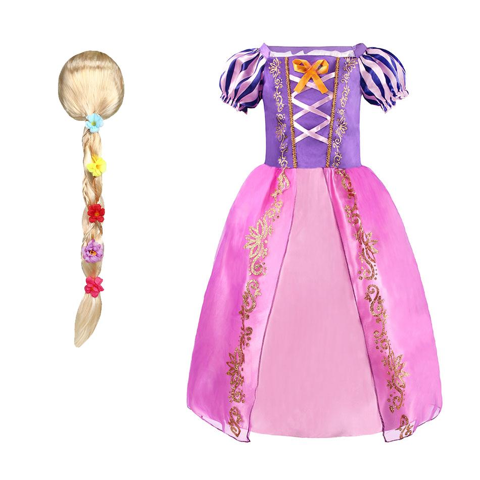 Vestido de Rapunzel para Niños Disfraz de Enredados para Fiestas Infantiles Ropa de Verano para Cumpleaños de Niñas Cosplay de Fantasía Carnaval Halloween 3-8 Años Size 150 pink