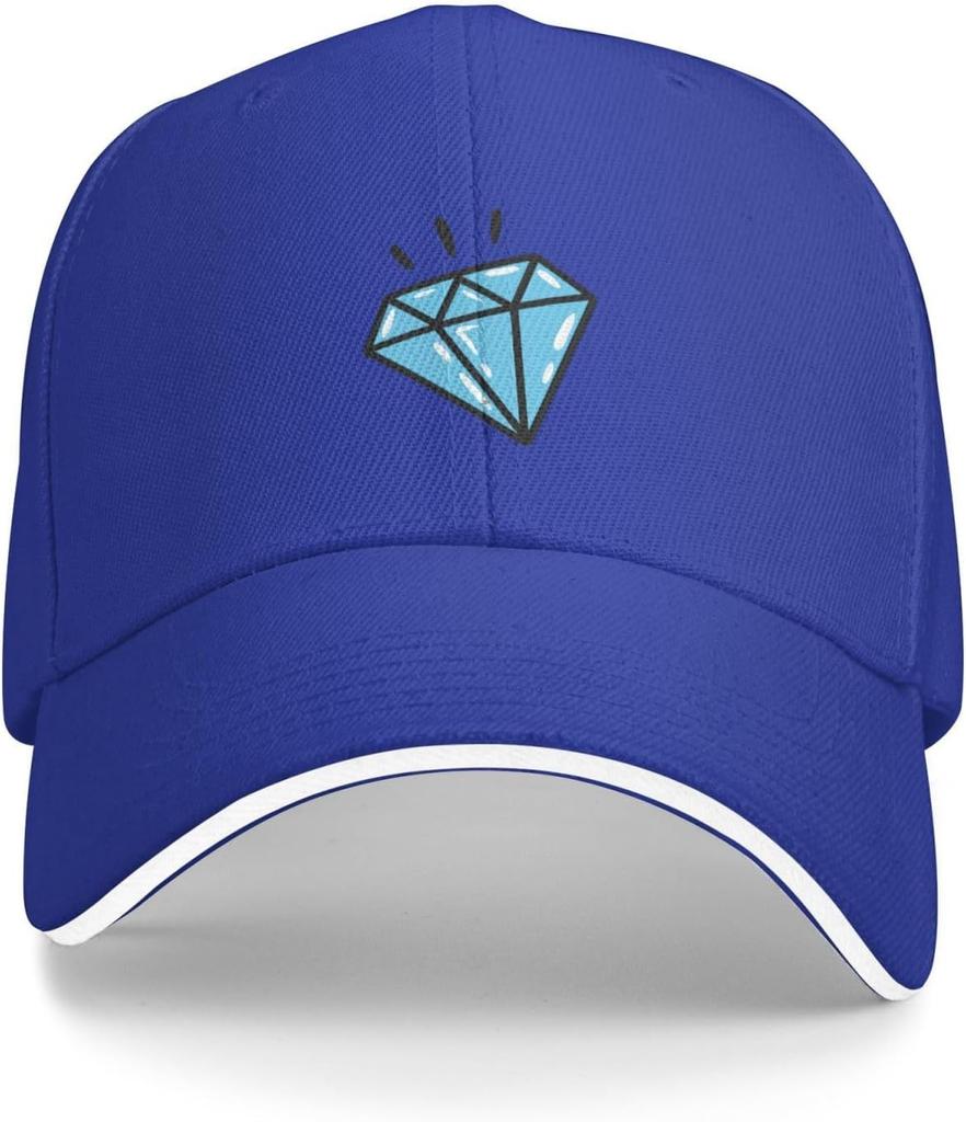 Diamond Print Baseball Cap Polyester Casual Adjustable Sandwich Brim Hat for Adult Unisex