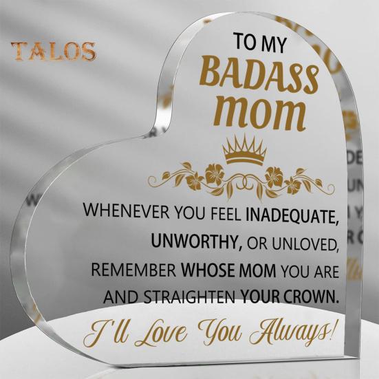 Clear Acrylic Heart Ornament Heart Shaped Acrylic Block Freestanding Transparent Desktop Heart Decoration Keepsake Gift for Mom Sisters Loved Ones