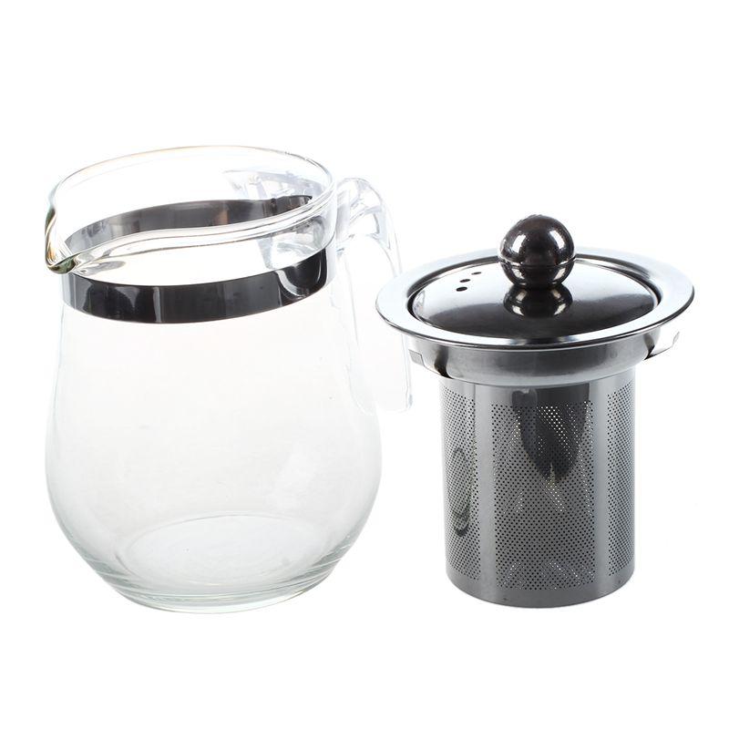 Promotion! 350mL Heat-resistant Clear Glass Teapot Stainless Steel Infuser Flower Tea Pot
