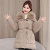 Medium and long large fur collar cotton clothes lapel new women's cotton-padded clothes, thickened loose large size coats in autumn and winter