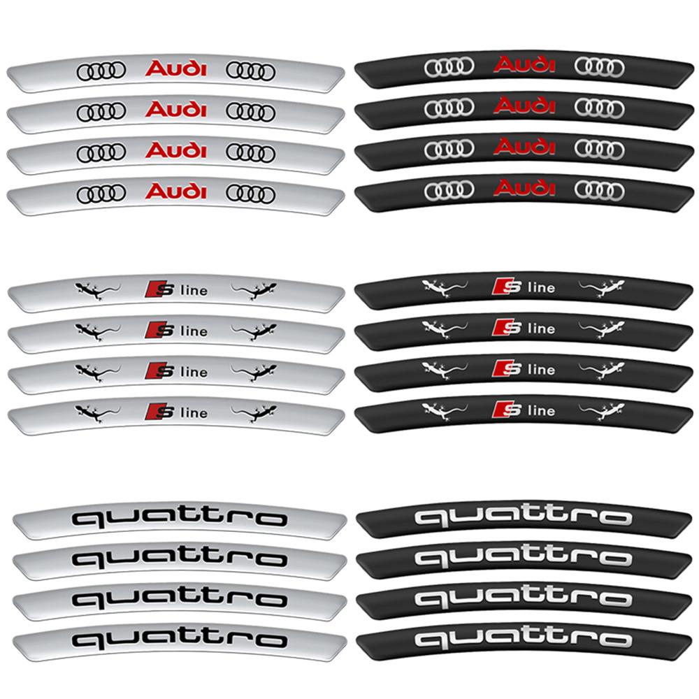 4pcs Aluminum Car Styling Wheel Rim Sticker SLINE Emblem Accessories For Audi A1 A3 8P A4 B5 B6 B8 A5 A6 C5 C6 A7 A8 Q3 Q5 Q7 TT