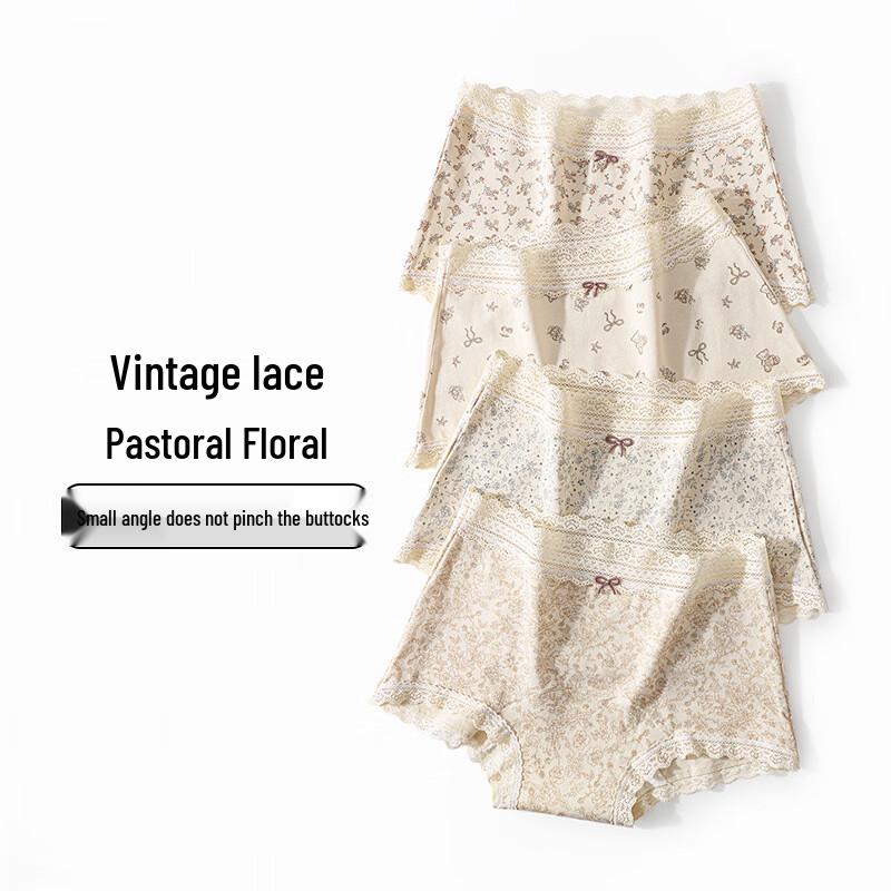 Женские ретро-трусы-боксеры Qianfeili с цветочным принтом из чистого хлопка, 6 шт.