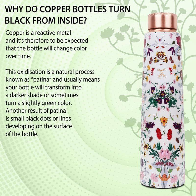Copper Water Bottle - Multi Colored Ample Design, Leak Proof, Joint Less (900ml) for Ayurveda & Yoga