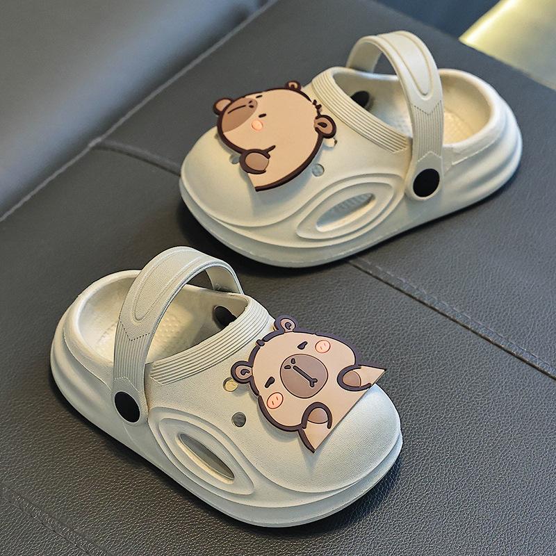 Cartoon Boy Shoes, Soft-bottomed Girl Slippers, Anti-slip Cool Slippers 18-19 хаки