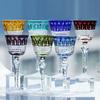 Stile Antico multi colore e cristallo di vetro tagliato a mano bicchieri da vino hock con stelo e base tagliati Decorazione Tavolo Bar di Casa