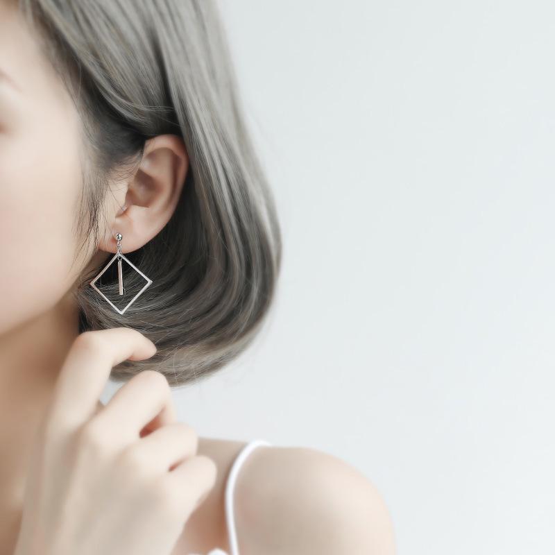 Japanese and Long Strip One-word Stick Triangular Round Square Long Geometric Earrings Simple Personalized Creative Stud Earrings
