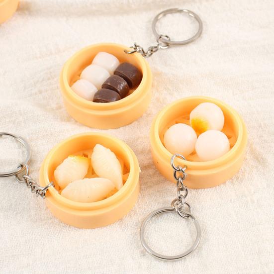 Keychain Pendant Food Steamer Design Lifelike Hanging Ornament Keys Backpack Car Decoration Daily Use Accessory