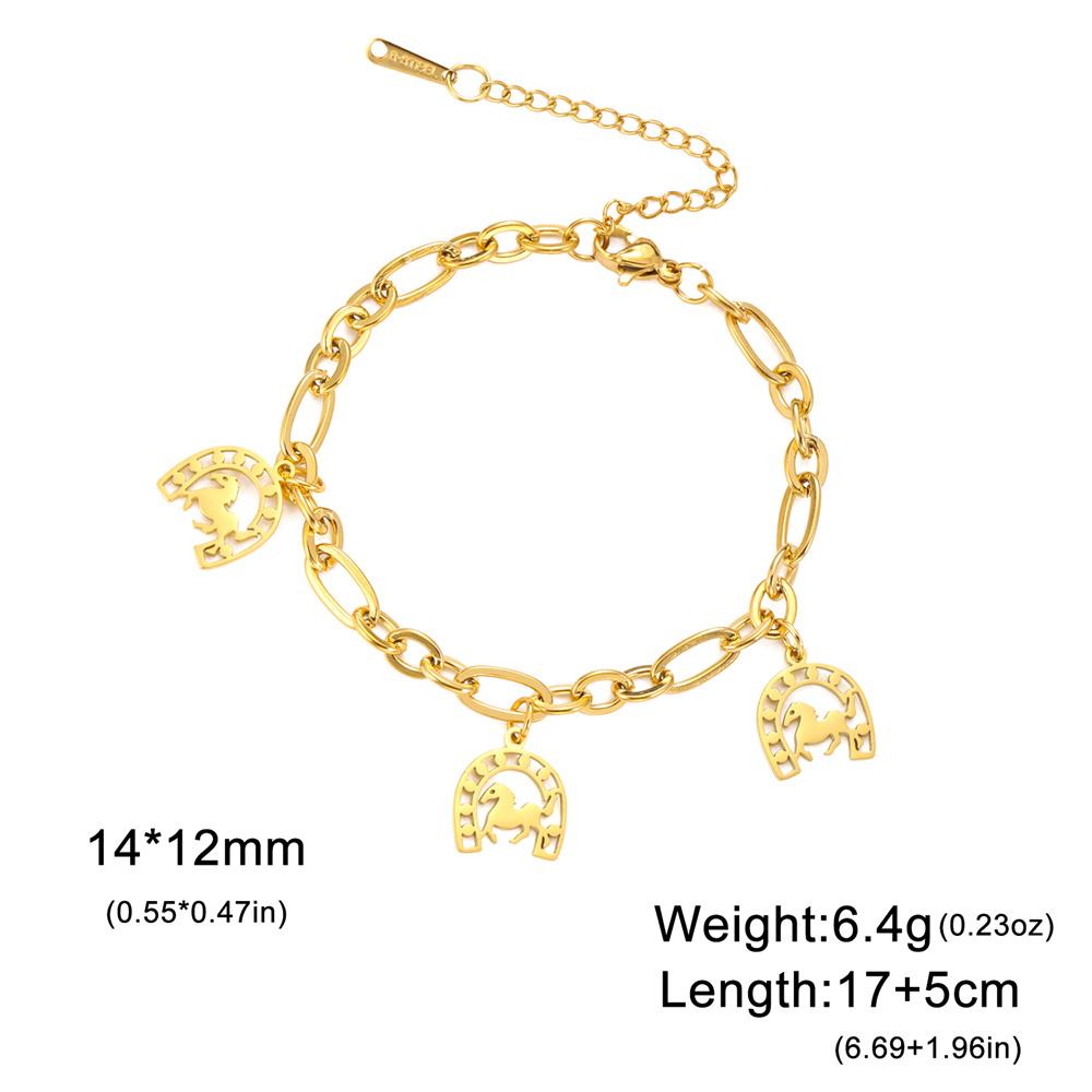 My Shape Horseshoe Pendent Bracelets for Women Stainless Steel U-Shaped Horse Charms Chain Wrist Bangle Jewelry Horse Lovers