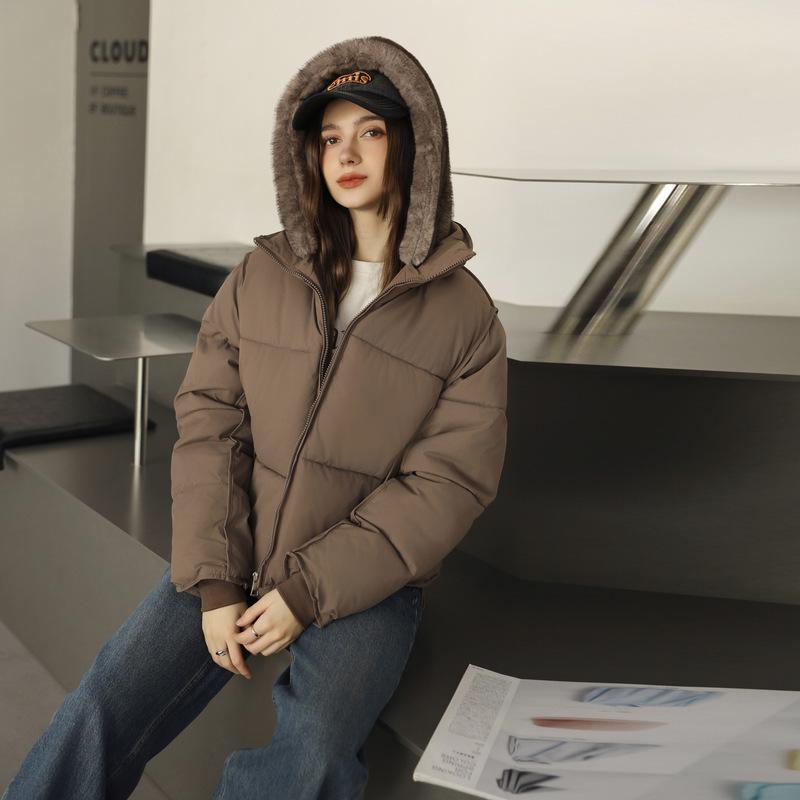 2025 winter new hooded foreign style versatile cotton-padded clothes fashionable simple bread clothes jacket