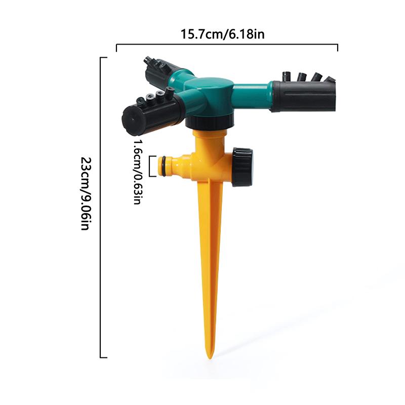 Three-prong 360 Degree Automatic Rotating Water Spray Sprinkler Nozzle Lawn Garden Watering Irrigation Supplies