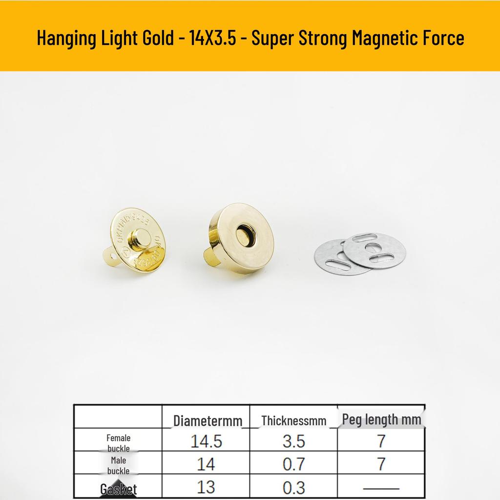 Triple Strength No-Sew Round Electroplated Magnetic Bag Buckle with Thickened Metal Pin