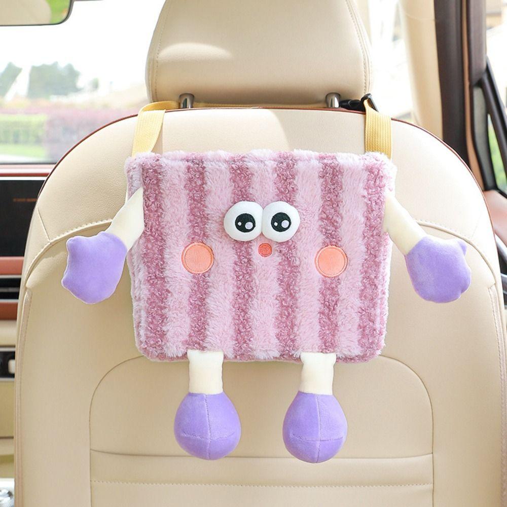 Plush Car Trash Can Hanging Car Mounted Tissue Box Car Umbrella Storage Case  Home Decoration