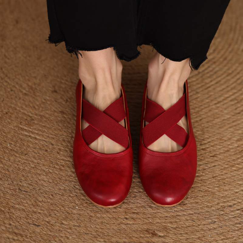 Krazing Pot Cow Skin Fashion Spring Autumn Flat with Women Round Toe Shoes Ballet Dancer Shallow Flats