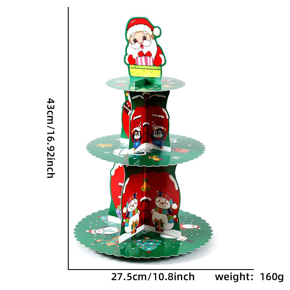 

Уникальная трехъярусная подставка для торта для рождественских торжеств с элегантными бумажными подносами HYSDDGT01