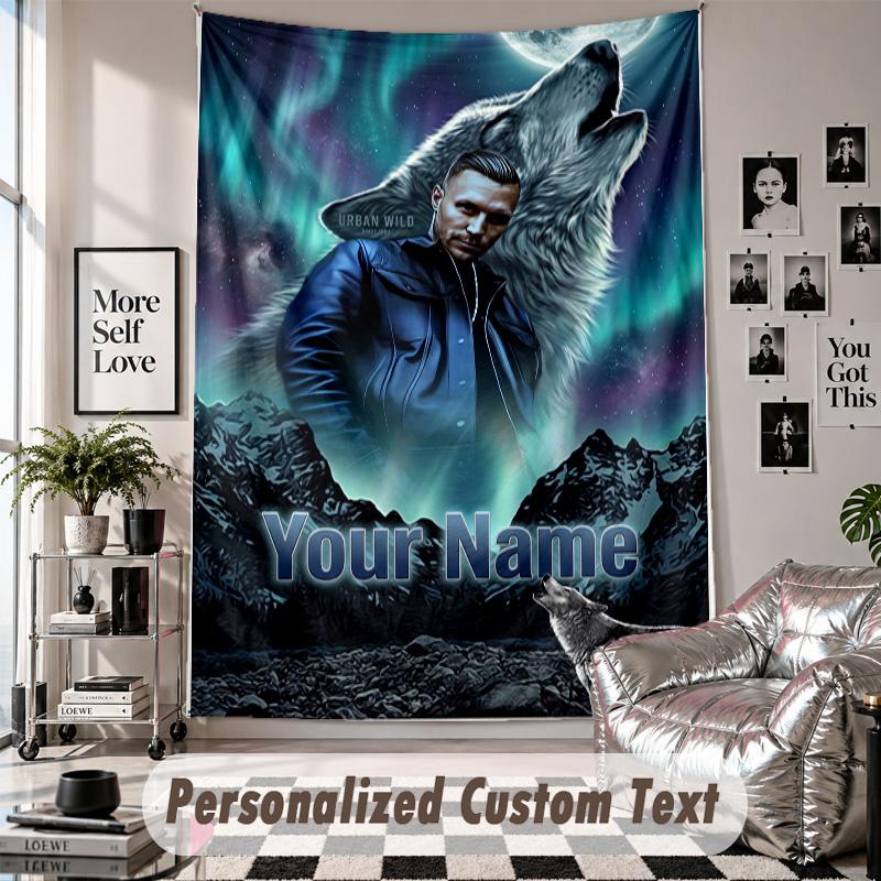 Wall Hanging Tapestry With Custom Name & Text, Kontra K Decorative Tapestry For Bedroom