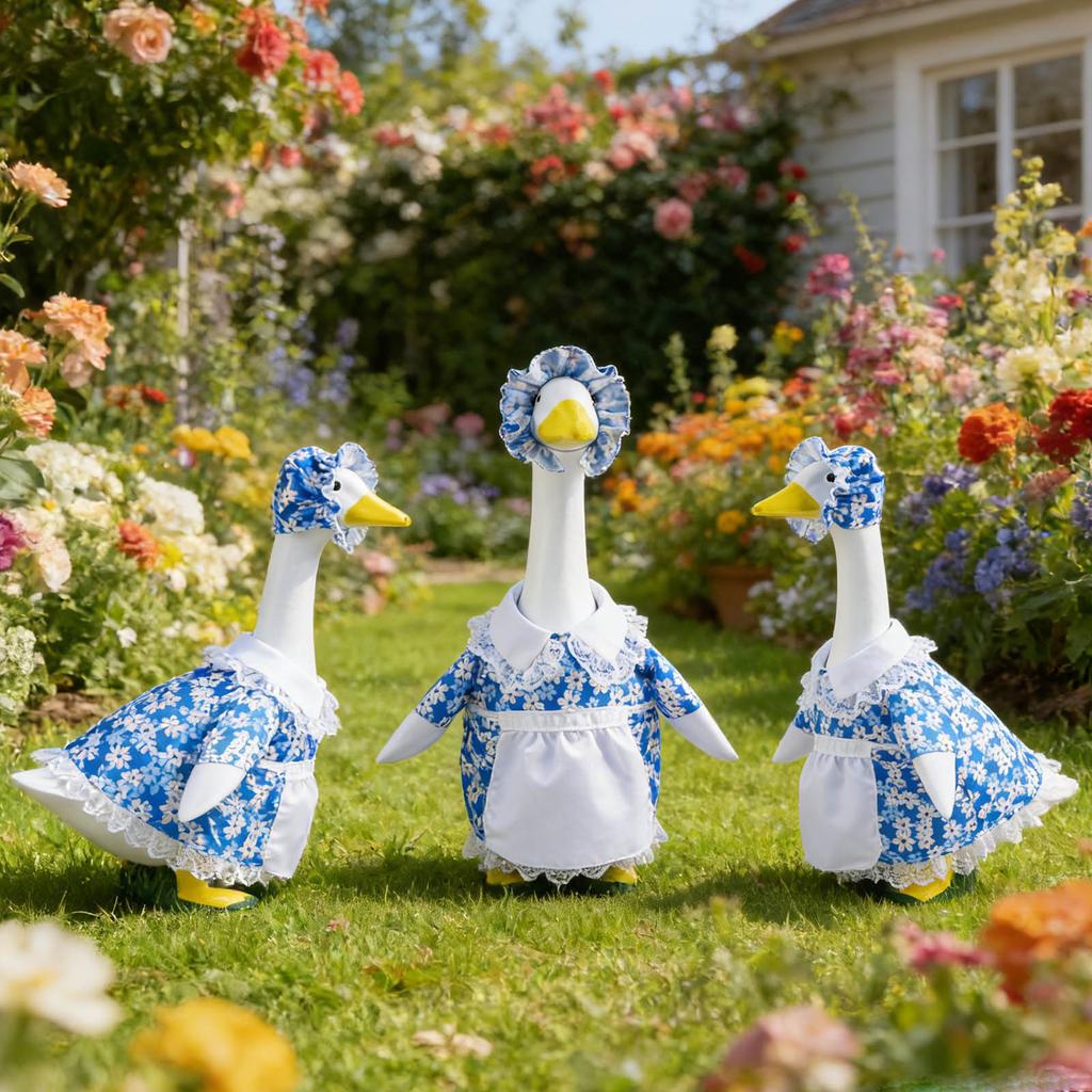 Lovely Spring Geese Dress 23inch Geese Statue Outfit For Porch Decoration Cartoon Easter Celebration Accessory