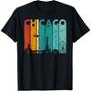 Vintage Retro Style Chicago City Skyline Airplane Chicago T-Shirt