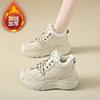 Fleece black sneakers winter new leather shoes are not tired of casual cotton shoes
