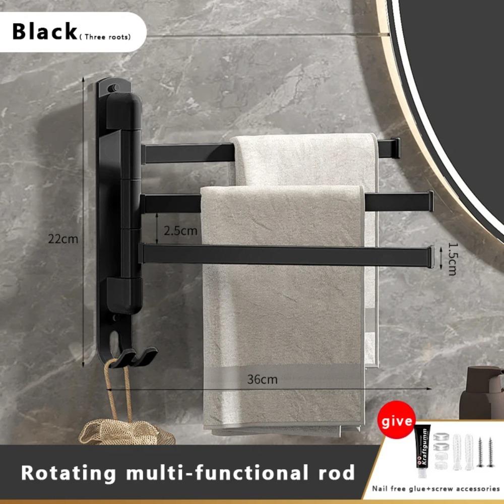 Multi-pole Suction Cup Towel Rack 180°Rotating Clothes Hanger Fashion Bathroom Towel Pole Rag