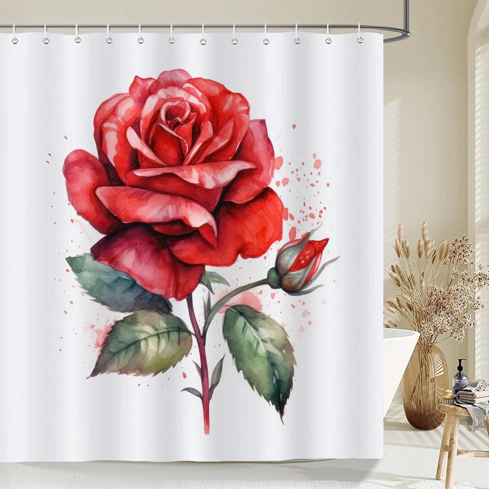 

Jy01Pink Roses Flowers And Butterflies Shower Curtain Print Modern Nordic Minimalist Polyster Home Decor Bathroom Curtain With@1 W90xH180cm