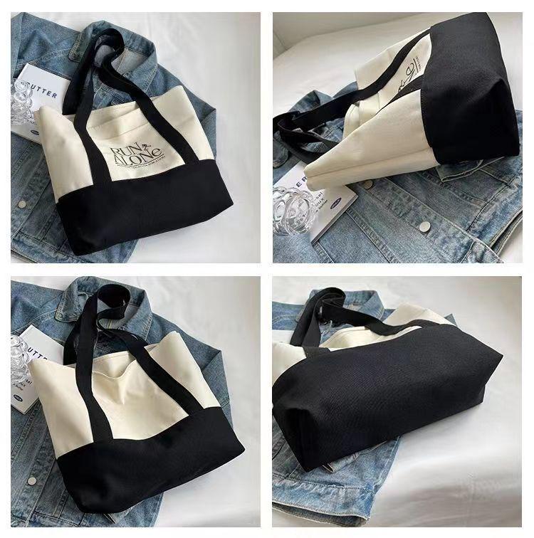 Japanese Minimalist Canvas Tote Bag - Large Capacity, Chic Shoulder Bag for Women & Students